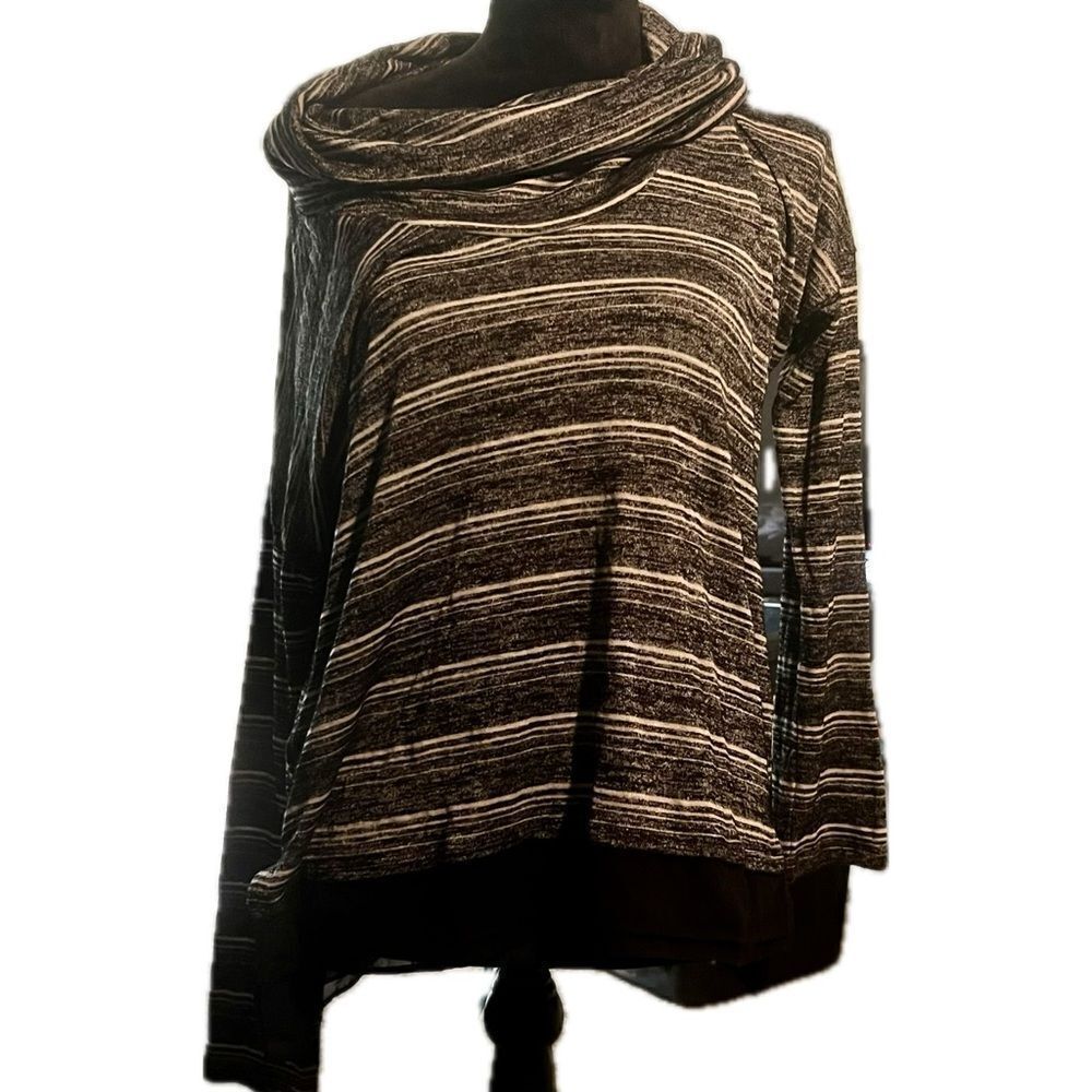 White House black‎ market striped cowl neck long sleeve top women’s medium
